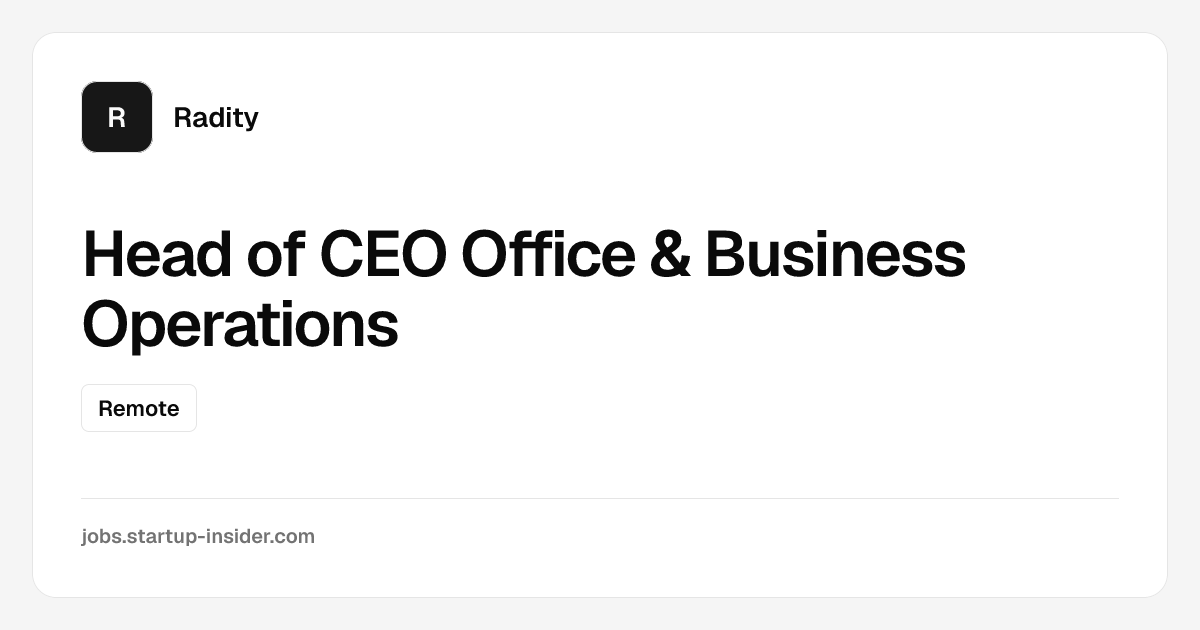 Head of CEO Office & Business Operations bei Radity | Startup Insider